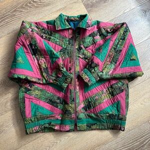80s Vintage Pink and Green Ski Jacket